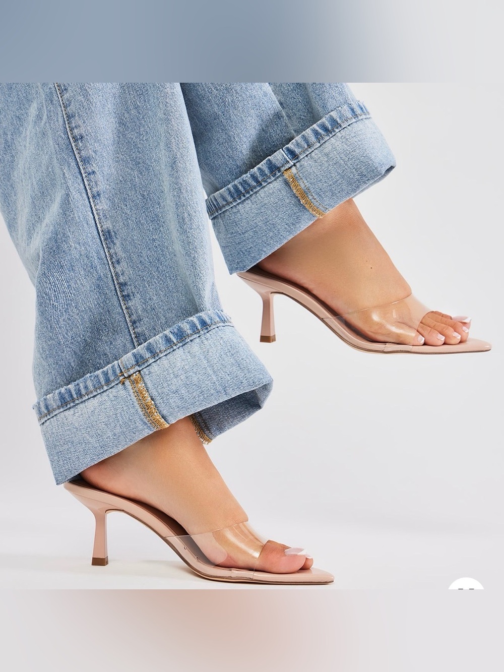 Fashion Nova Bermuda Nude Clear Pointed Toe Mule Heels Size 8